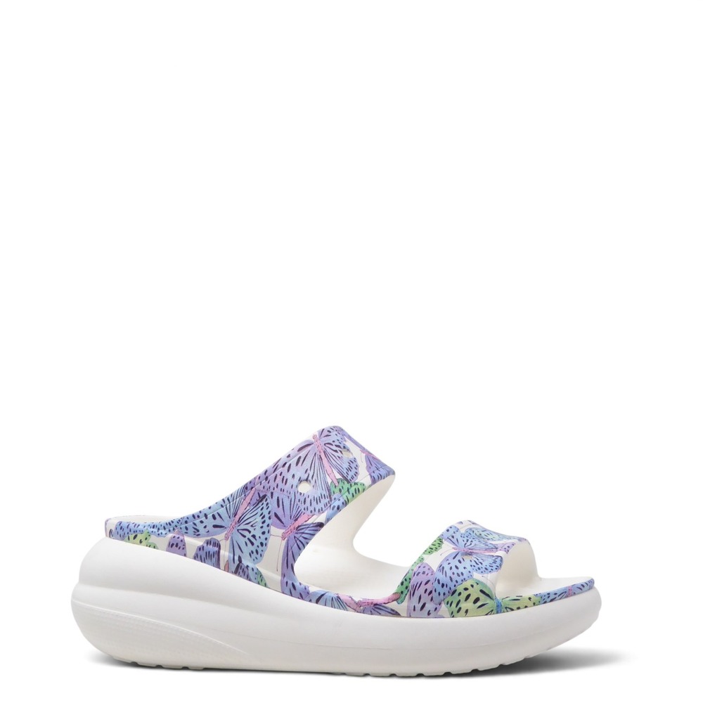 Crocs Women Classic Crush Butterfly Sandal White Purple Multi 11